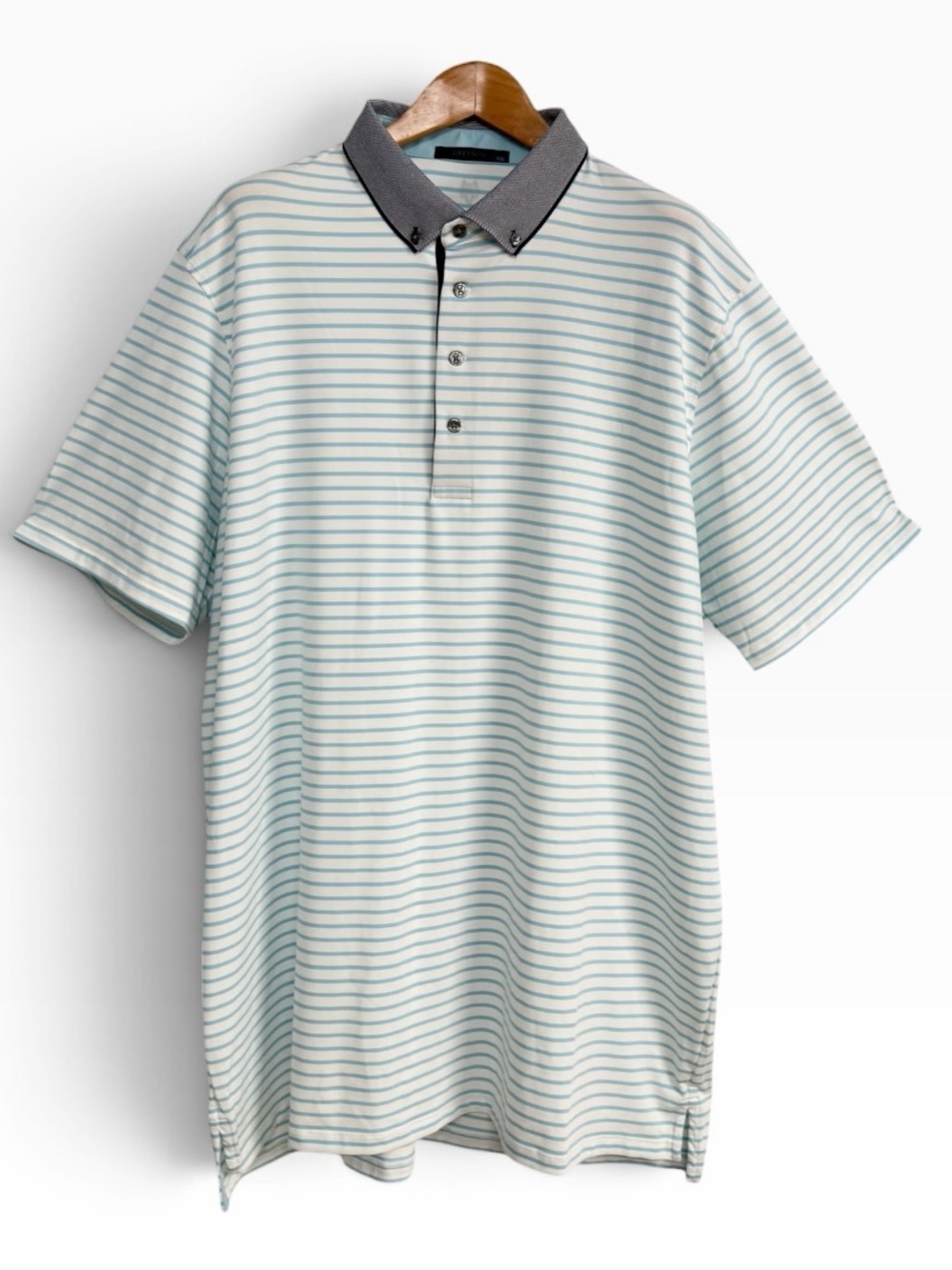 Greyson Clothiers Torrey Polo XXL Arctic Topaz Blue White Striped Performance NW